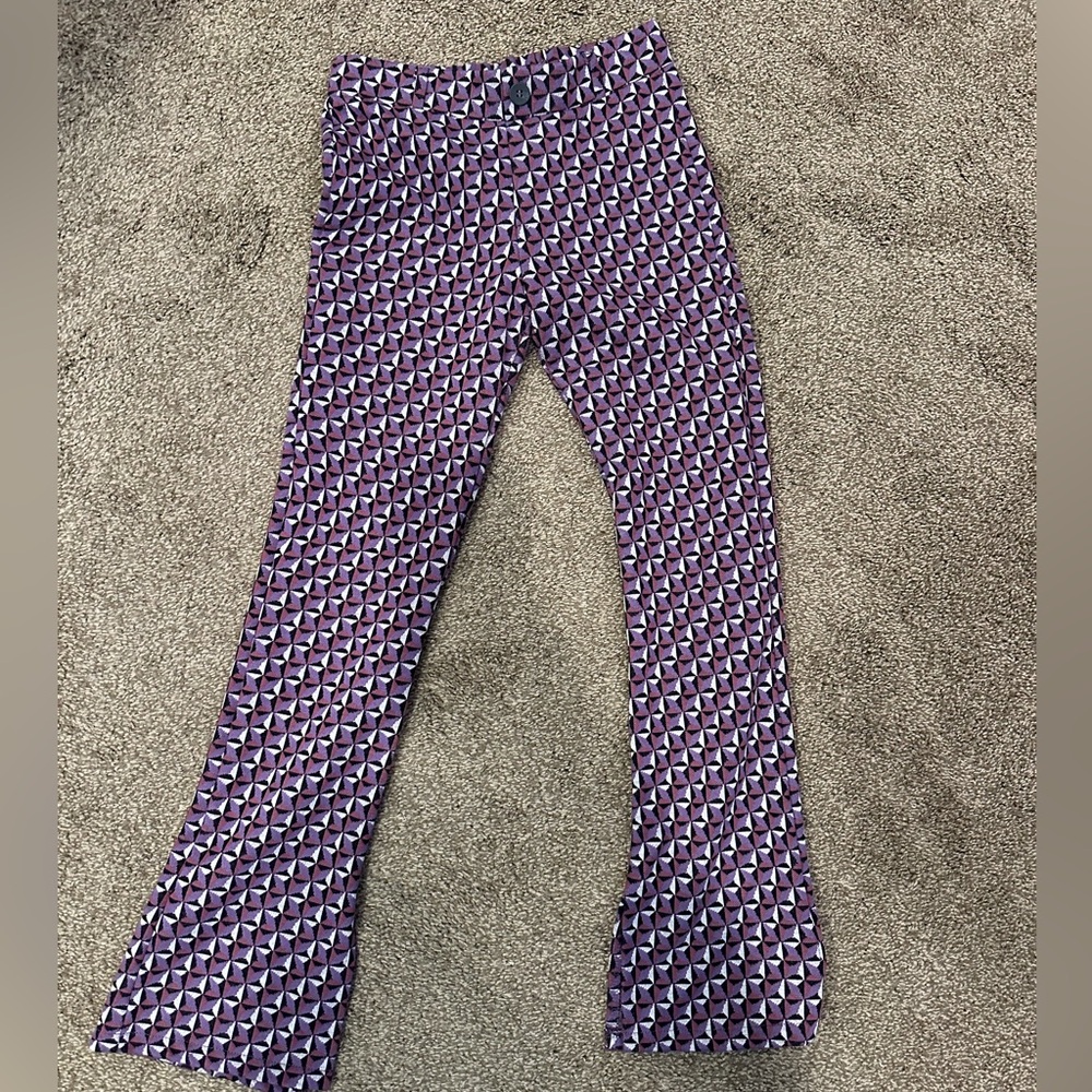 Zara girls size 11-12 - purple/black geometric flare pants
